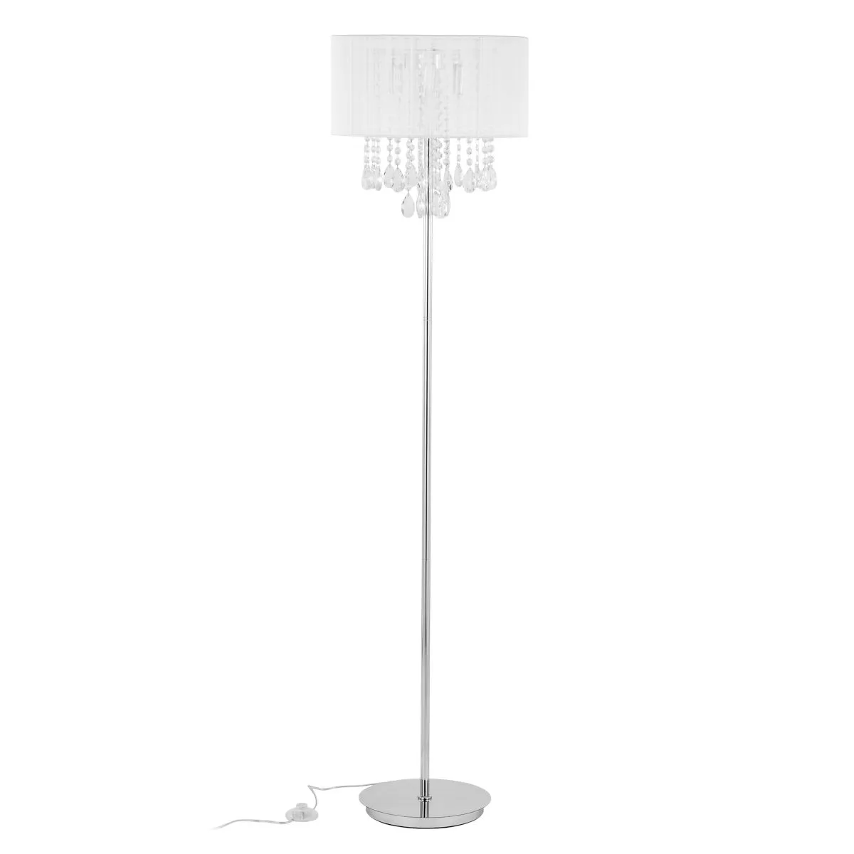 Essence, klasyczna lampa stojąca, podłogowa z kryształami, biała, E14, MFM9262/3P WH